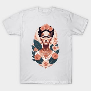 Frida's Floral Whimsy: Pastel Illustration T-Shirt